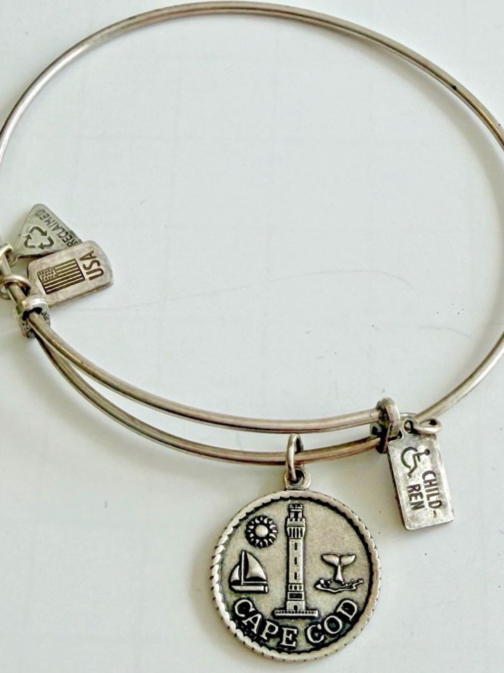 Wind and Fire Expandable Antique Silver Cape Cod Charm Bangle Bracelet Nautical